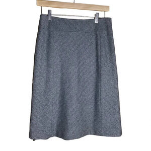 Ann Taylor Women's Gray & Cream Herringbone Wool Pencil Skirt Size 4